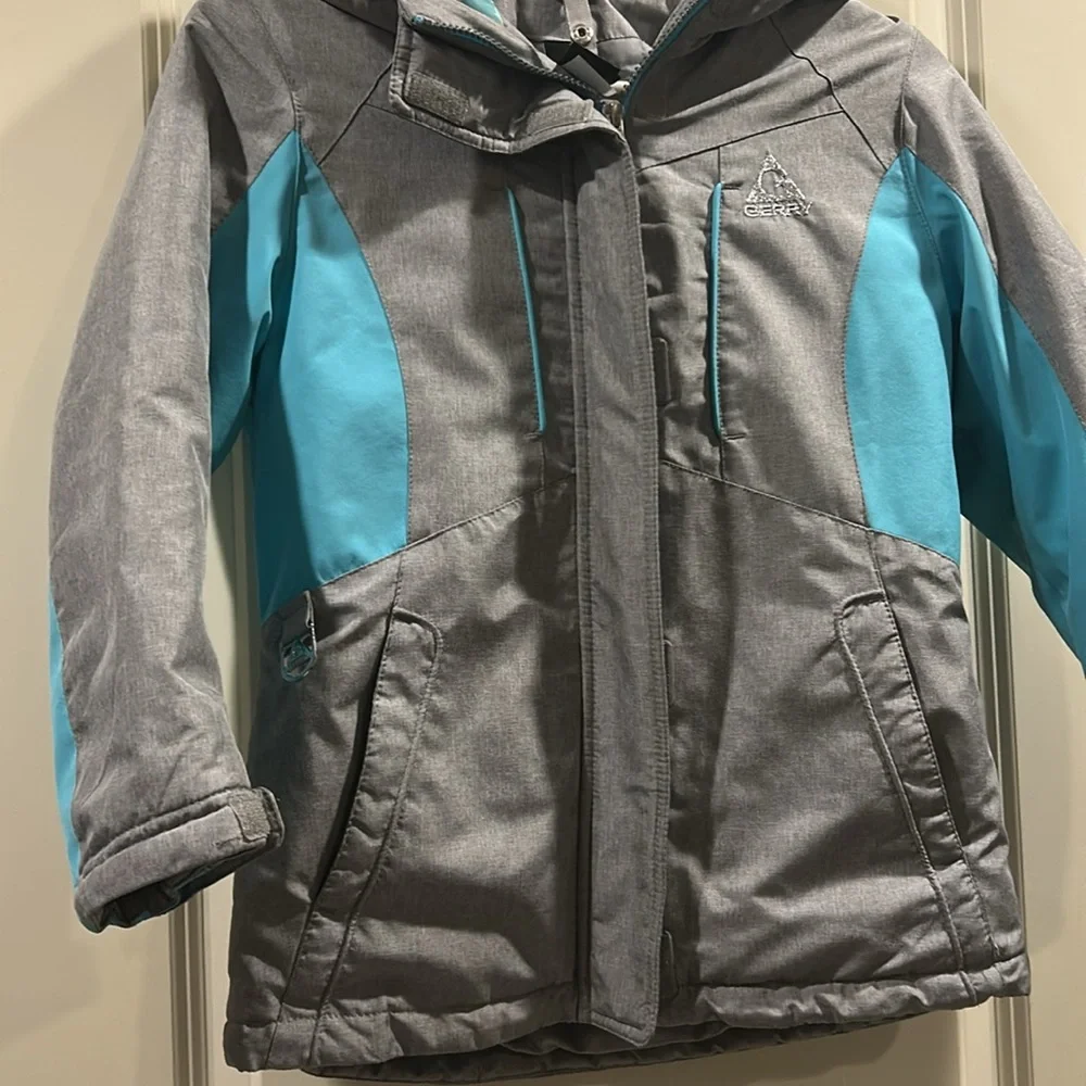 Gerry Girls ZipUp Winter Snow Ski Jacket Hood faux fur trim pockets size S 7/8